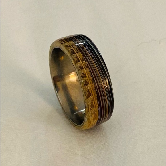 Fordite and Bourbon Barrel Ring - Picture 3 of 4